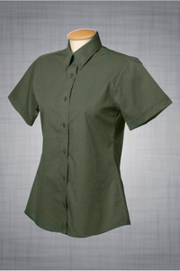 Ladies Short Sleeve Mini Check Yarn Dye - Olive