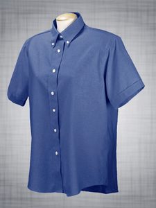 Ladies Short Sleeve Classic Oxford Dress - New Blue